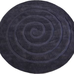 Handmade Round Wool Rug - Swirl - Charcoal - 160x160cm