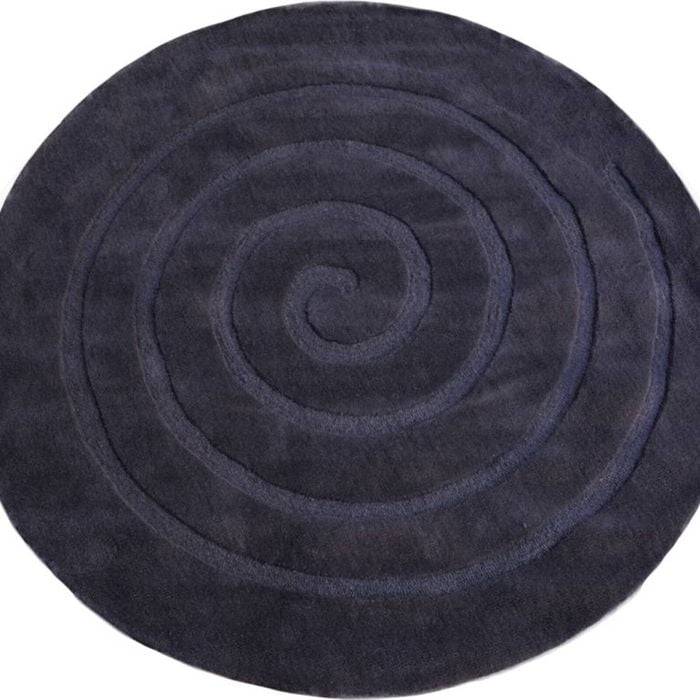 Handmade Round Wool Rug - Swirl - Charcoal - 160x160cm