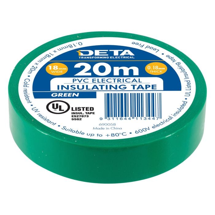 DETA 20m 18mm Green Insulation PVC Tape