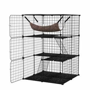 Costway 3tier Cat Condo House Cat Cage Pet Enclosure Platforms Black