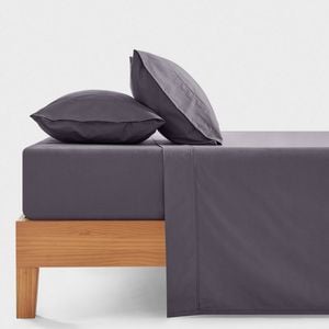Dreamaker 300TC Cotton Percale Sheet Set Charcoal Double Bed