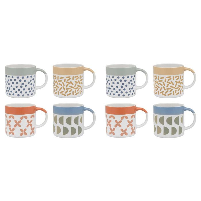 8pc Porto Loft 320ml Stoneware Mugs Drinking Cup Assorted