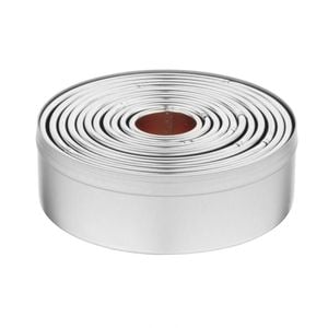 Vogue Round Plain Pastry Cutter Set Tin Plated Mild Steel 11 Pack 23-90mm