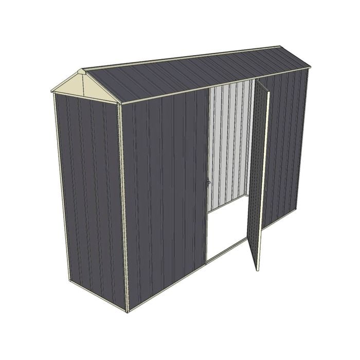 Build-a-Shed 0.8 x 3 x 2.1m Gable Single Hinged Side Door Shed - Grey