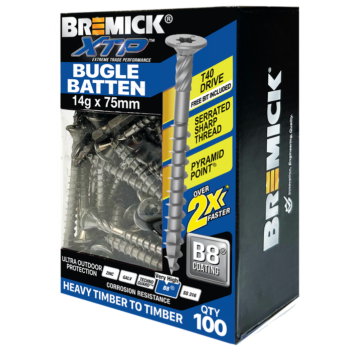 Bremick XTP 14g x 75mm T40 B8 Bugle Batten - 100 Pack