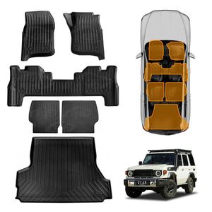 Floor Mats Boot Liner Set For Toyota Landcruiser 70/76 Series 2023-onwards All Weather Heavy Duty Cargo Kick Seat Protector