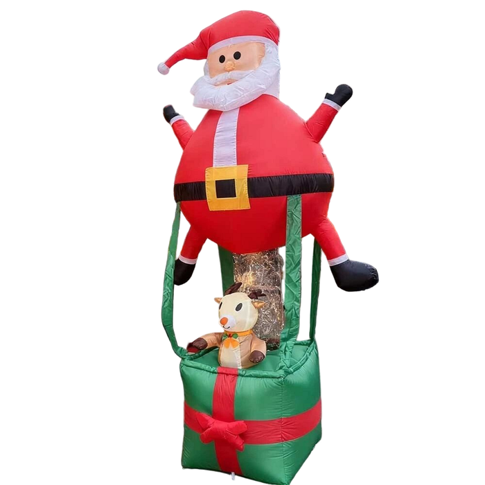 SplendidLiving 9ft Inflatable Christmas Santa Claus Hot Air Balloon Reindeer Xmas Decorations