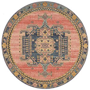 The Rug Connection Heritage 852 Salmon 240x240cm - Large Round Transitional Pet Friendly Indoor Rug