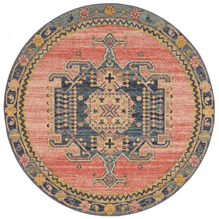 The Rug Connection Heritage 852 Salmon 240x240cm - Large Round Transitional Pet Friendly Indoor Rug