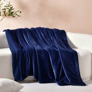 Serene Hudson Fleece and Sherpa Reverse Throw Blanket Midnight Blue 180x200cm