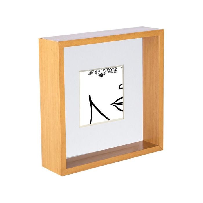 Nicola Spring 3D Deep Box Photo Frame - 8 x 8" with 4 x 4" Mount - Light Wood