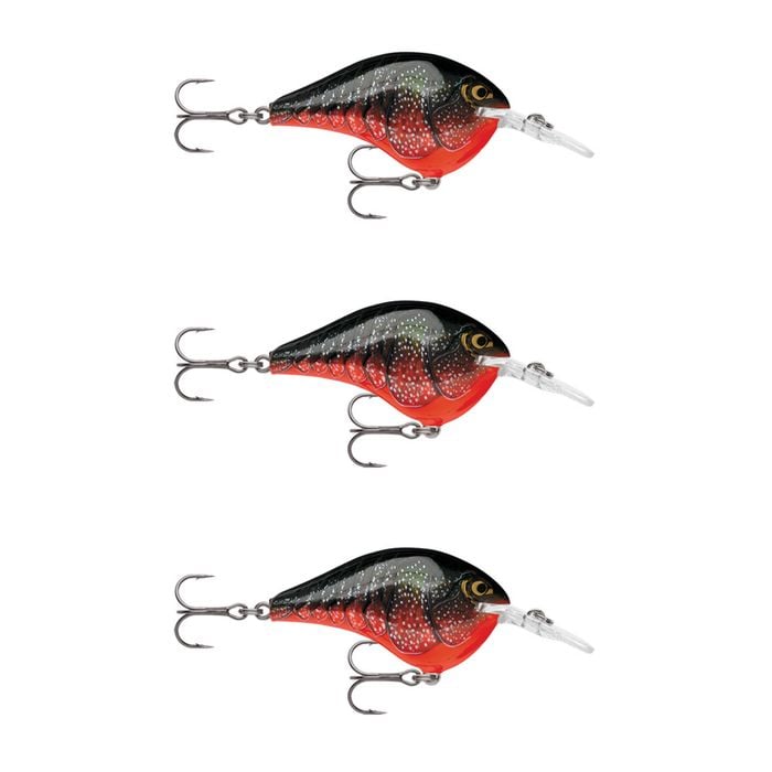 3x Rapala Dives to 8ft 5cm Crankbait Fishing Lures - Red Crawdad