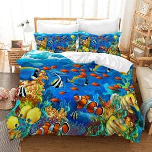 3D Blue Seabed Ocean Fish Quilt Cover Set Bedding Set Pillowcases 61