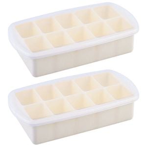 2PK Melii Luxe 10-Compartment Silicone Food Cube Tray w/ Lid - Ivory