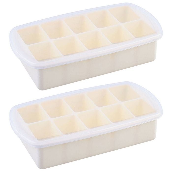 2PK Melii Luxe 10-Compartment Silicone Food Cube Tray w/ Lid - Ivory
