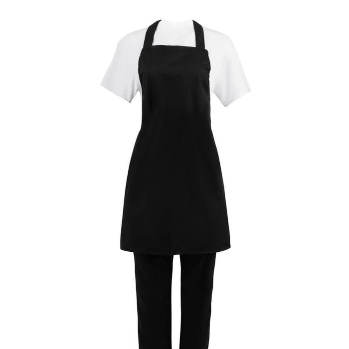 Nisbets Essentials Bib Apron Polycotton Black 2 Pack Commercial Kitchen Hospitality