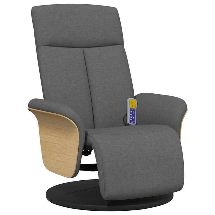 vidaXL Massage Recliner Chair with Footrest Office Single Sofa Dark Grey Fabric