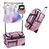 Advwin 3-in-1 Rolling Dance Bag with Instant Changing Design, 26-Inch Portable Garment Rack & USB Light Sparkling  Pink