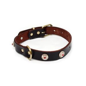 CottonMore Top Quality Handmade Genuine Leather Pendants Dog Collar - Medium