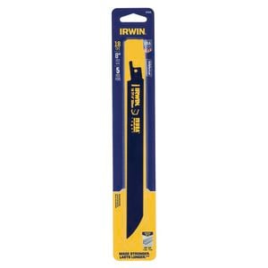 Irwin 8" 18TPI Bi-Metal Medium Metal Cutting Reciprocating Saw Blade - 5 Pack