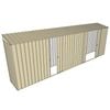 Build-a-Shed 0.8 x 6 x 2m Skillion Shed with Double and Single Sliding Side Doors - Cream