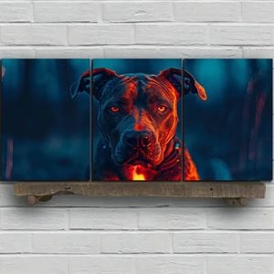 3pcs Intense Gaze Dog Stunning Gold Eyes Print 100% Australian Made 3 x 40x60cm (Metal Print)
