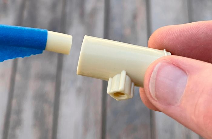 Blue tape on a misting pipe