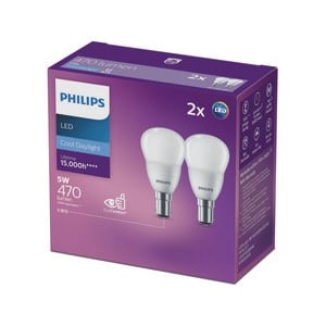 Philips B35 B15 LED 470Lm Cool Daylight 5W Fancy Round - 2 Pack