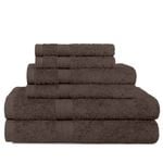 LINENOVA 6x Cotton Bath Towels Set Hand Towels Face Towels 550GSM - Chocolate