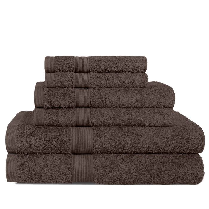 LINENOVA 6x Cotton Bath Towels Set Hand Towels Face Towels 550GSM - Chocolate