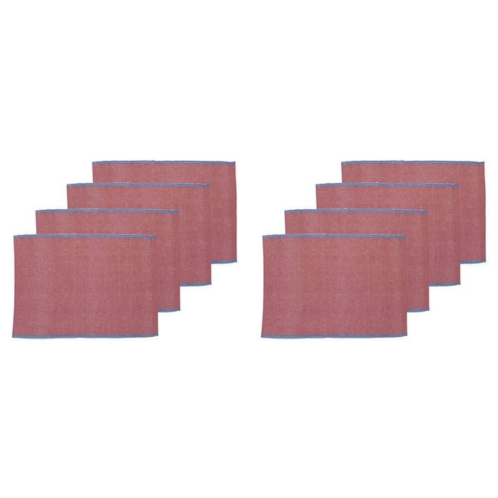 2x 4pc Porto Lola Polycotton Ribbed Placemats Set 33x45cm Fuchsia