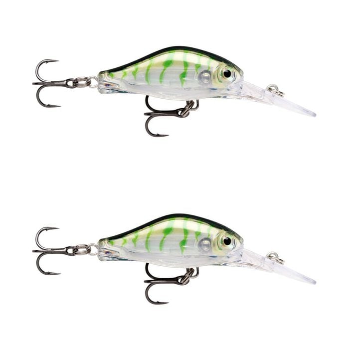 2x Rapala 4cm Shadow Rap Fat Jack Crankbait Fishing Lures - Hollow Green Tiger