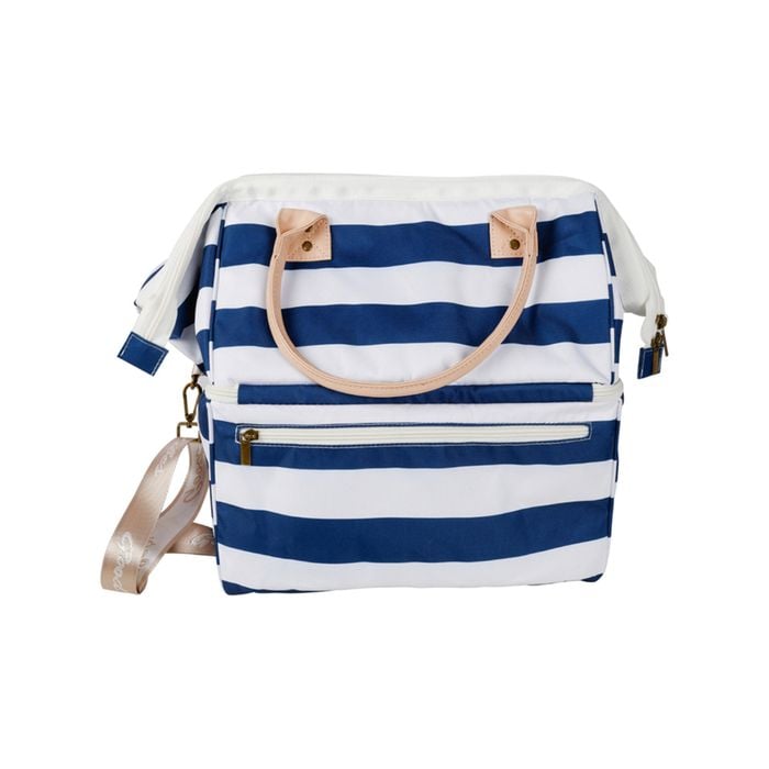 Good Vibes Hamptons Stripe 40cm Insulated Picnic Cooler Bag - Navy/white