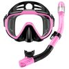 EMSINA Dry Snorkel Set with Panoramic Wide View Anti-Fog Diving Mask - Pink