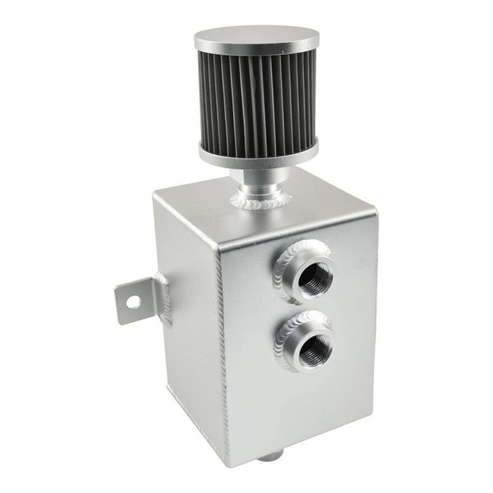 Calflow Aluminium 2 Litre Rectangular Oil Catch Tank Can with Breather, -10AN Ports