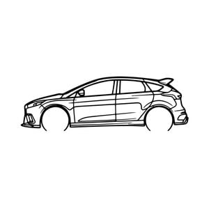 Ignite Laser Ford 2017 Focus RS Silhouette Metal Wall Art Coated Black 23.6inch/60cm