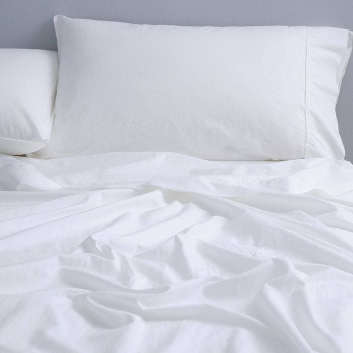 Canningvale King Bed Vintage Softwash Cotton Fitted Sheet Set White
