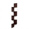 P&p Brown Corner Wall Shelf Zig Zag Floating Storage Rack Five Tier Space Saving Unit