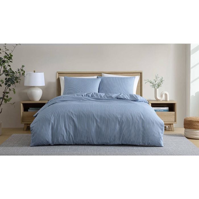 Ardor Finley Stripe Quilt Cover Set - Blue - King