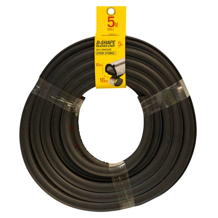 Moroday 16 x 10mm x 5m Black Self Adhesive D-Shape Weather Strip