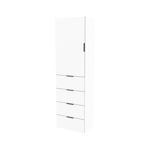 Lugna 2048 x 600 x 380mm White 3 Shelf 4 Drawers Left Hinged Door Storage Cabinet - White