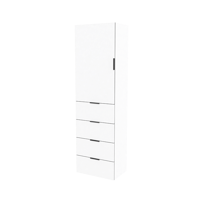 Lugna 2048 x 600 x 380mm White 3 Shelf 4 Drawers Left Hinged Door Storage Cabinet - White