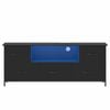 Ufurniture 140cm TV Cabinet with RGB LED Light and Drawer TV Unit Stand  Entertainment Center Media Console Table Black