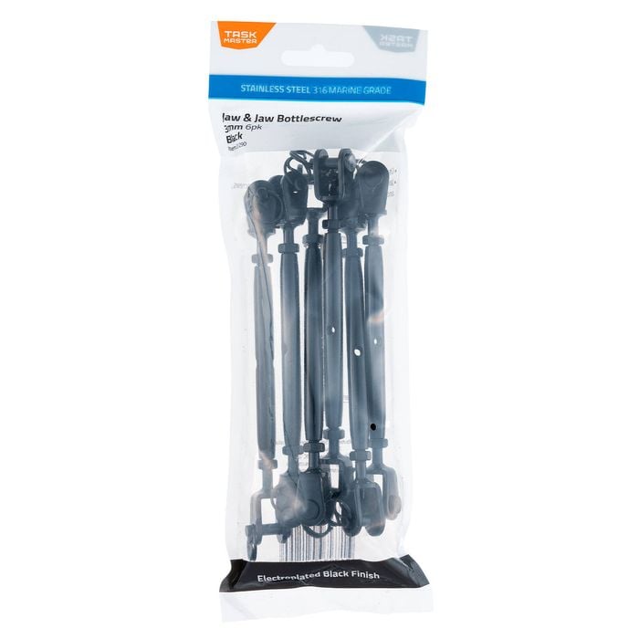 Taskmaster 3mm Black 316 Stainless Steel Jaw And Jaw Bottle Screw - 6 Pack