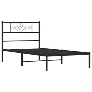 vidaXL Bed Frame with Headboard Bed Base Single Bed 107x203 cm Black Metal