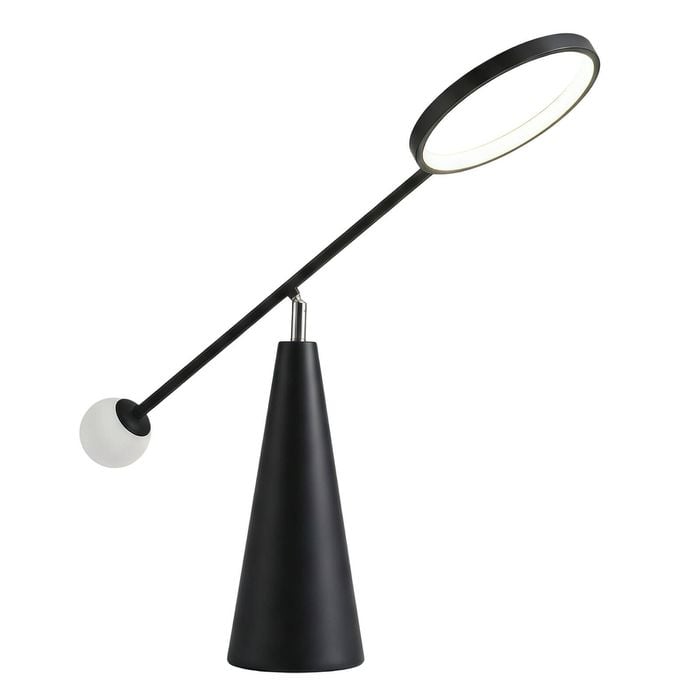 Nordhavn 240v Black Orbit Table Lamp, Metal Led Bedside Lampshade Desk Light