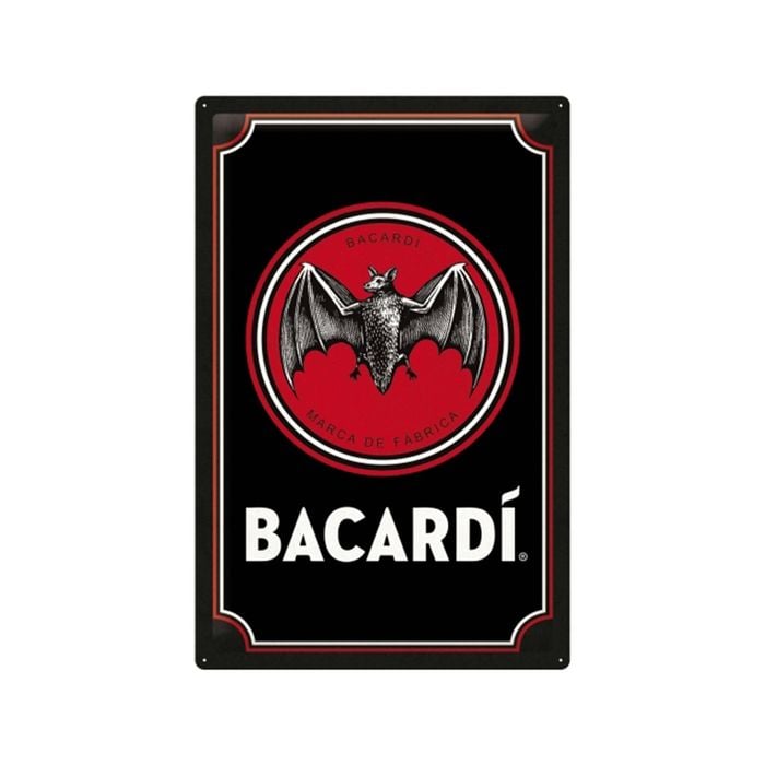 Nostalgic-art Xl Sign Plaque 40x60cm Wall Hanging Bacardi Logo Black