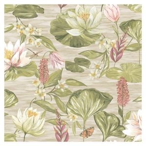 Water Lily Beige Wallpaper 53cm x 10.05m