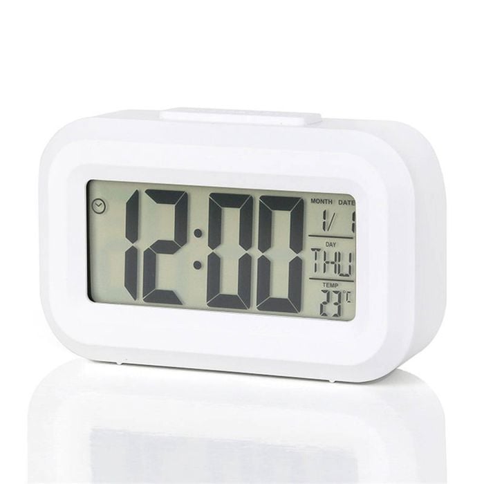 Catzon Small Digital Alarm Clock With Luminous Battery Powered-white