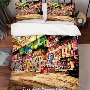 3D Graffiti Quilt Cover Set Bedding Set Pillowcases 39